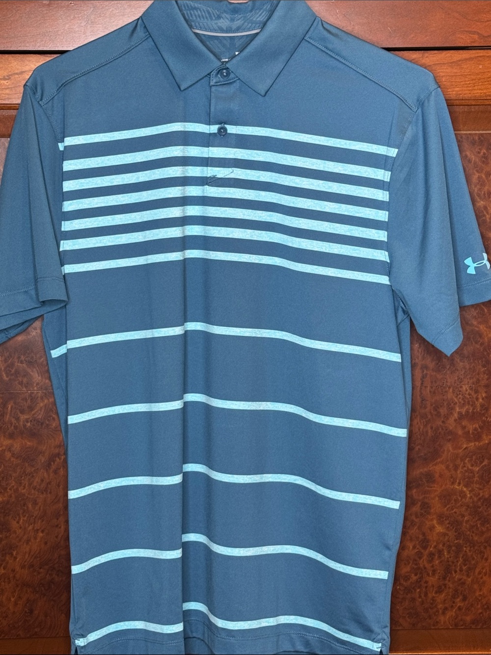 Under Armour Men's Dark teal Polo with Light aqua Stripes
